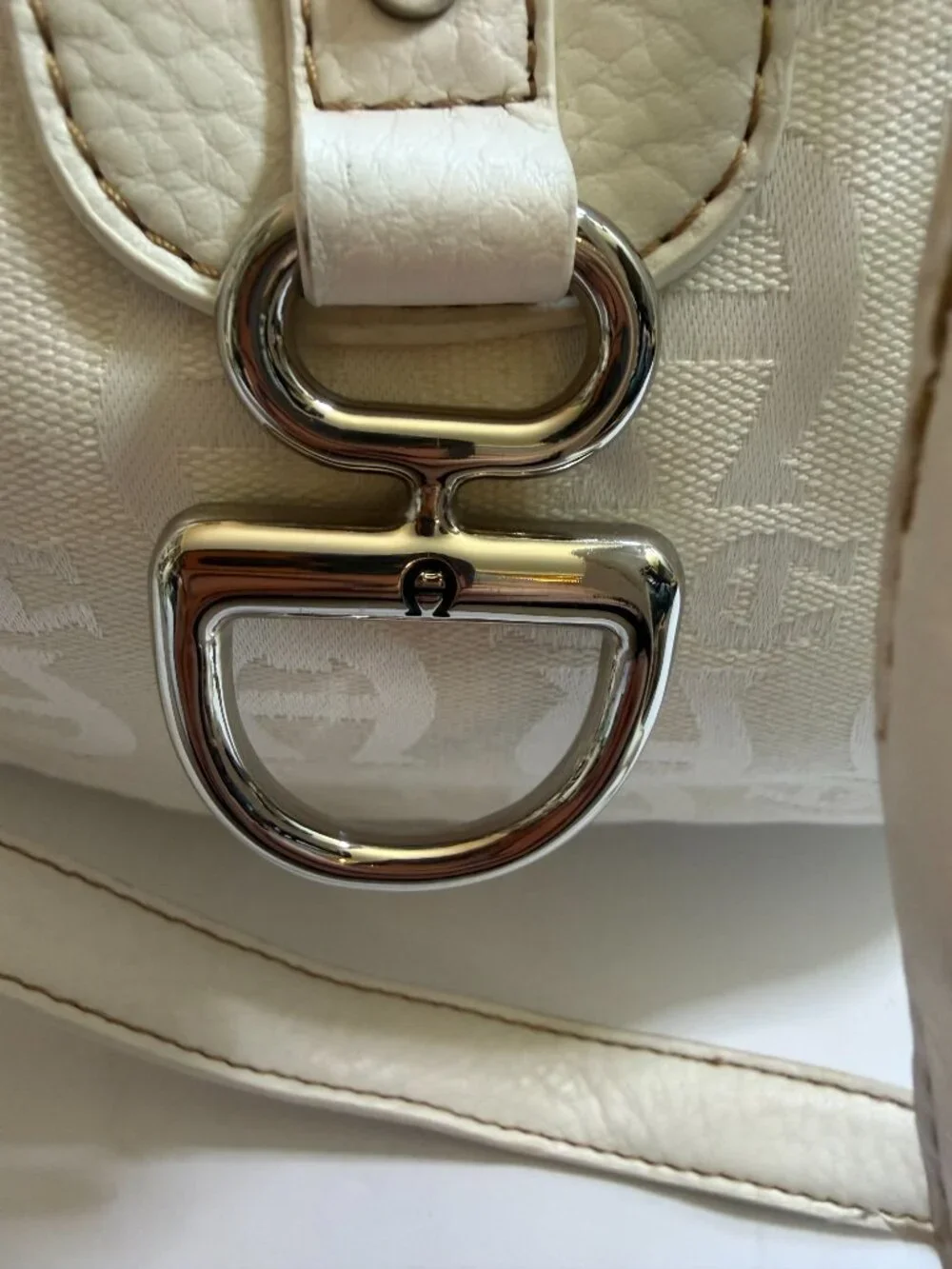 Aigner Monogram Cream Satchel